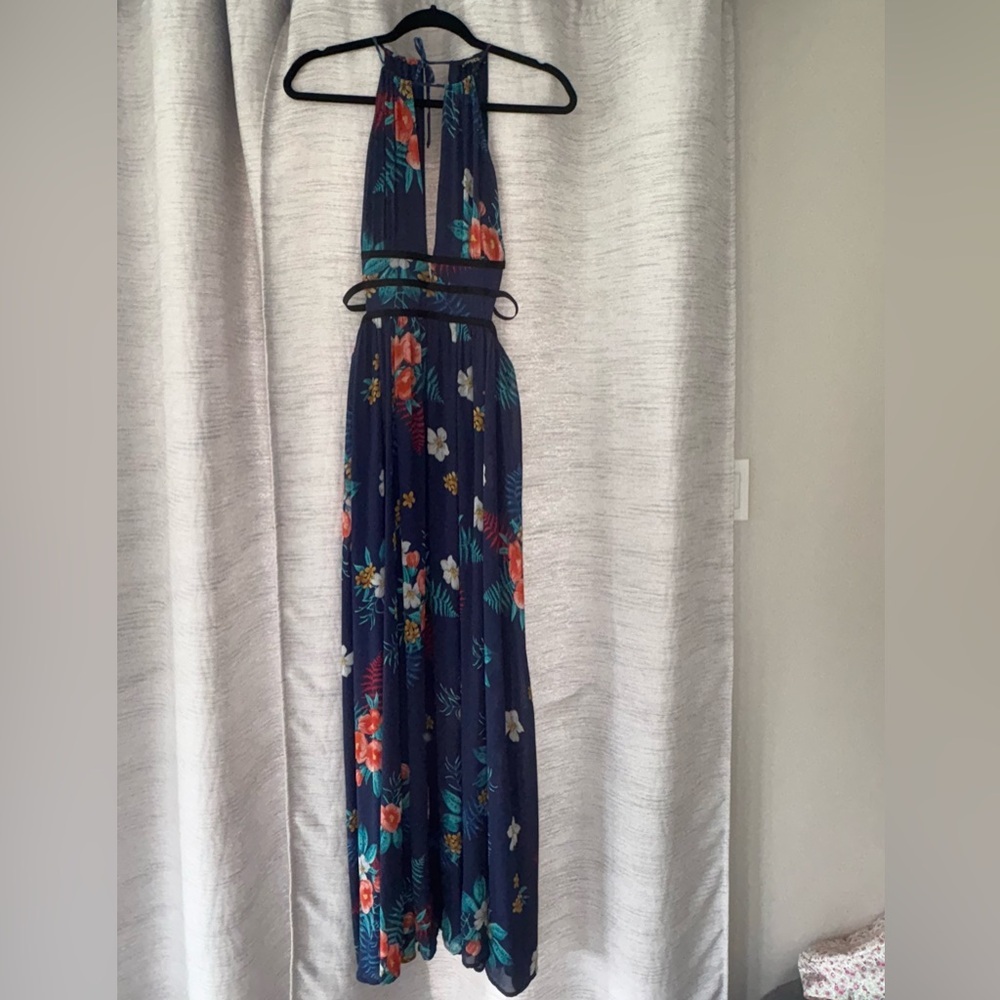 Express Floral Maxi Dress - Navy and Multicolor - Picture 6 of 9